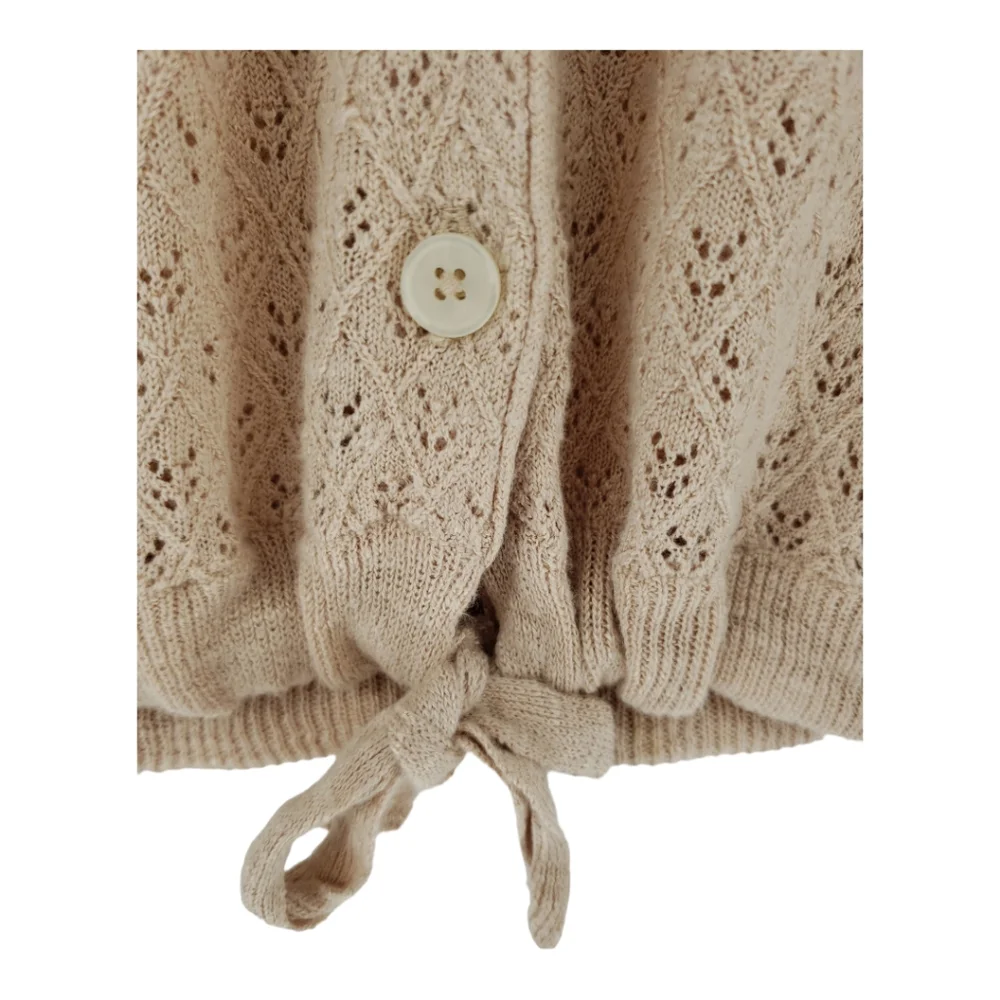 Free People Betty Linen Blend Pointelle Collared Sweater Large Dusty Pink